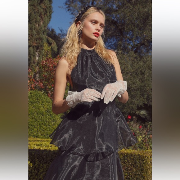 Lulus Black Organza Backless Tiered Formal Gown - M - Picture 2 of 13